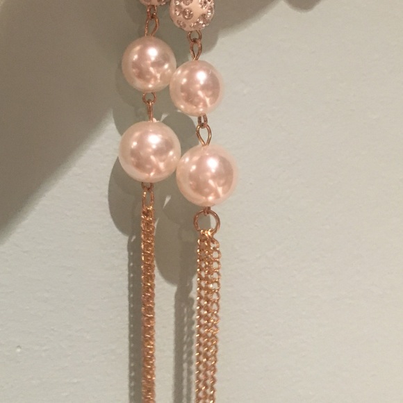 Jewelry - ‼️SOLD‼️New Long Pearl & Crystal Earrings